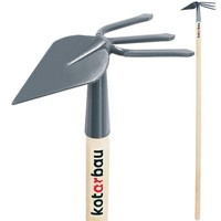 Doppelseitige Gartenhacke Mit Spitzem Blatt Und 3 Zinken Holzstiel 130 Cm