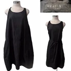 RUNDHOLZ DIP NWOT Black 100% Cotton Apron Dress, Pockets, Ties One Size