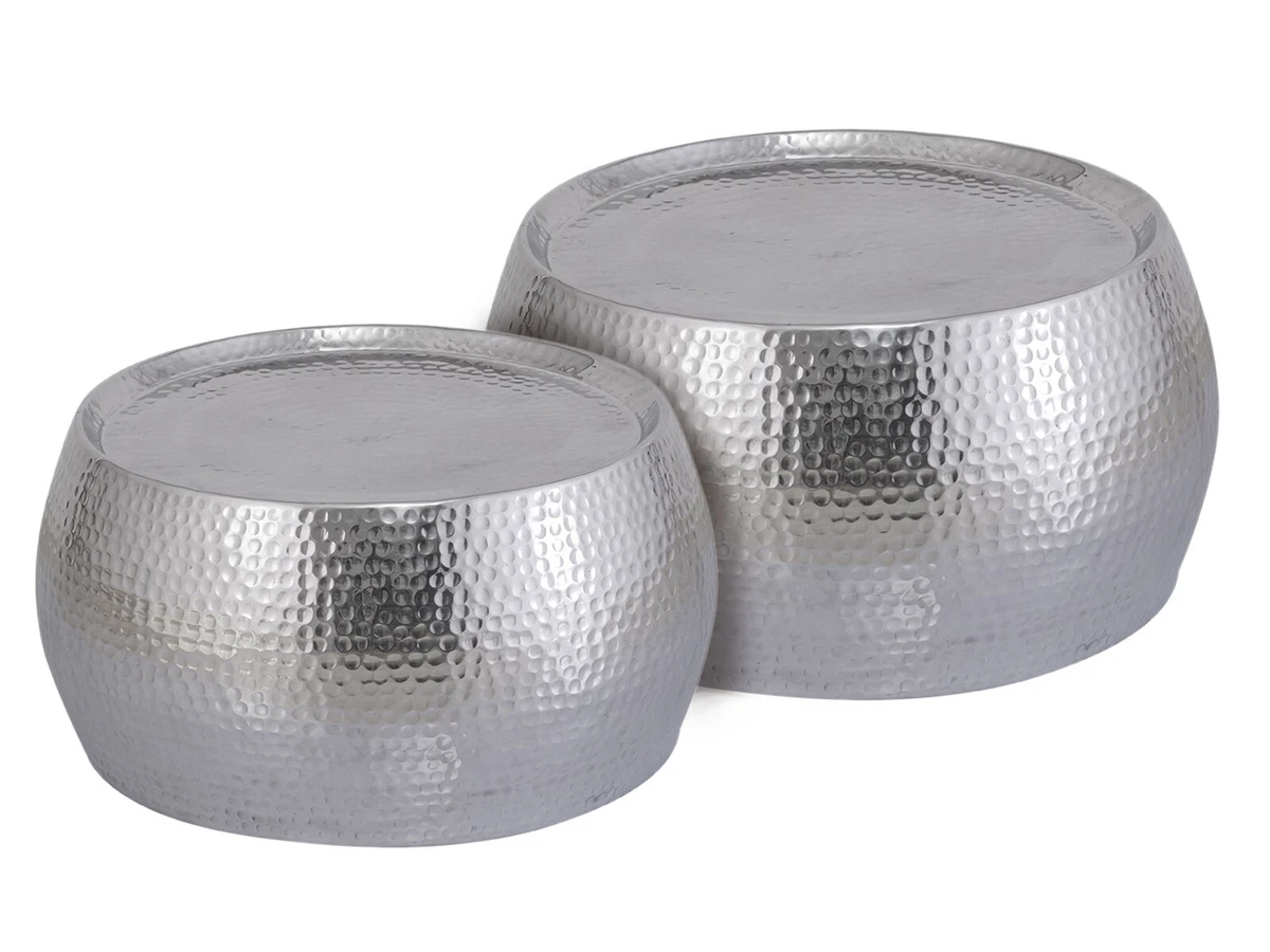 Coffee Table 2er Set 2. Choice Dakar round Diameter 59 Aluminium Hammered Silver