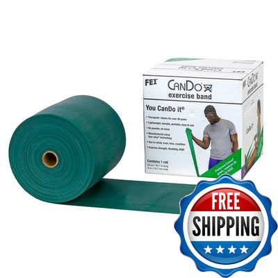 CanDo Low Powder Exercise Band, 50 yard roll, Green: Medium