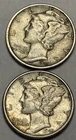 1941- { P & D } - LOT OF 2 - MERCURY DIMES - 90% Silver
