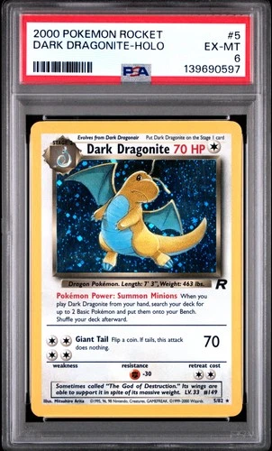 2000 POKEMON ROCKET #5 DARK DRAGONITE-HOLO PSA 6