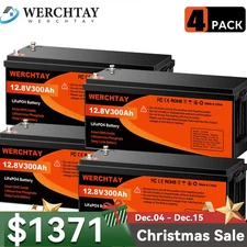 48V 300AH LiFePO4 Lithium Battery (4 Pack 12V 300AH) 15000+Deep Cycles Boat RV