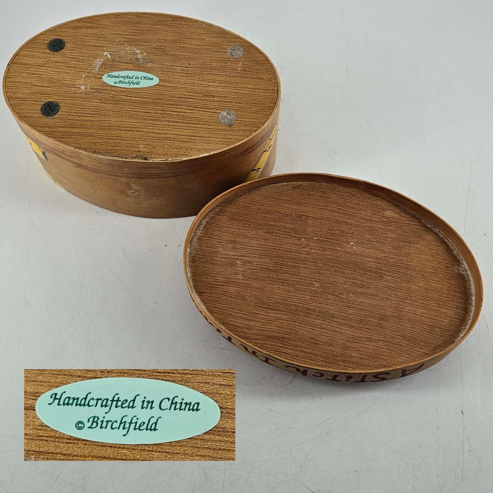 Vintage Woven hand painted mouse Sewing Basket Box A stitch in time saves nine