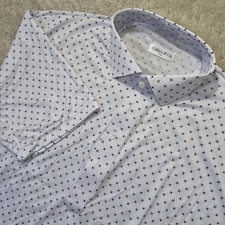 Collars and Co Dress Collar Polo Shirt Mens Large White Geometric Performance