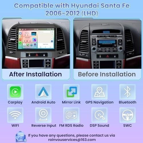 Roinvou 9" Android Autoradio für Hyundai Santa Fe 2006-2012 - Wireless Carplay - Bild 9 von 9