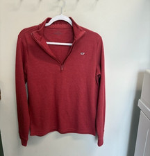 Vineyard Vines Boys XL 18 Red Pullover Sweater Quarter Zip Whale Logo