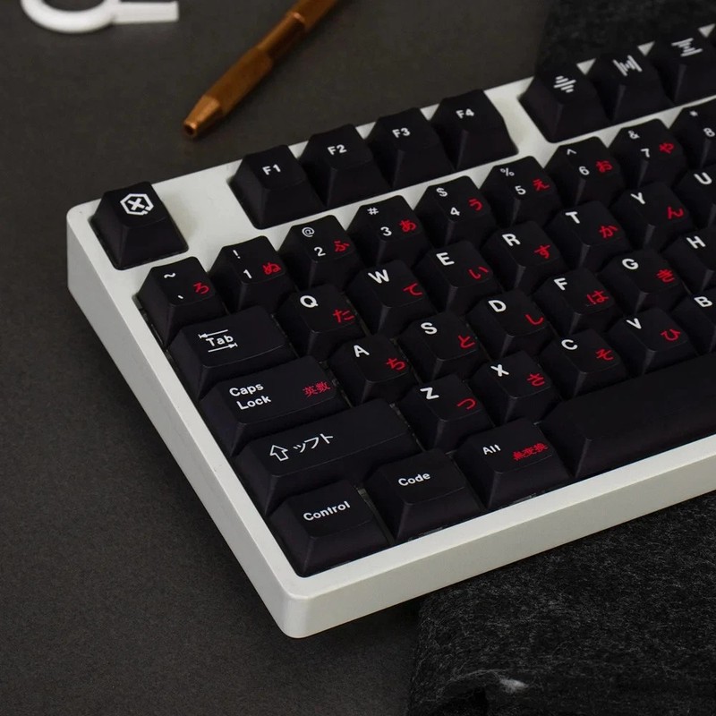 GMK WOB Red Cyrillic PBT 129 Keys Cherry Profile Keycaps Mechanical Keyboard