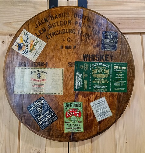 Jack Daniels Lem Motlow Vtg Oak Whiskey 49 G Barrel Head 1930s 40s W/Labels (#1)