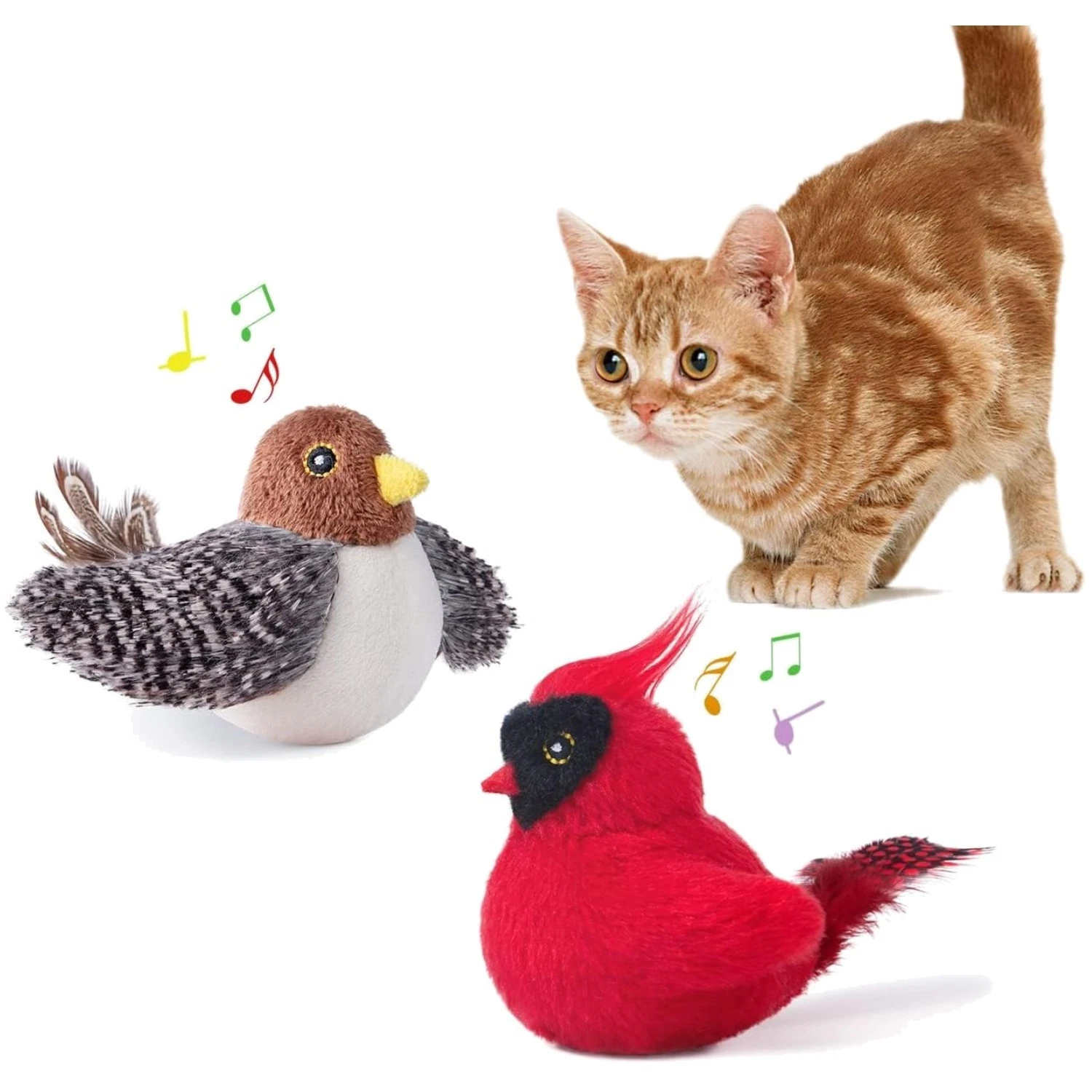 Chirping Birdie Cat Toys with Catnip SilverVine - 2 Pcs