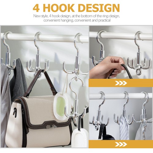 2 Count Swivel Hook Man Rotating Hanging Multipurpose Belt Rack Coat - Picture 7 of 12