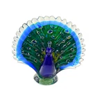 Murano Style Peacock  MCM Art Glass Vintage Figurine Decor 7” X 8"  Beautiful