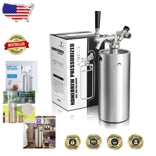 Upgraded CO2 Regulator 128oz Stainless Steel Mini Keg - Craft Beer Dispenser