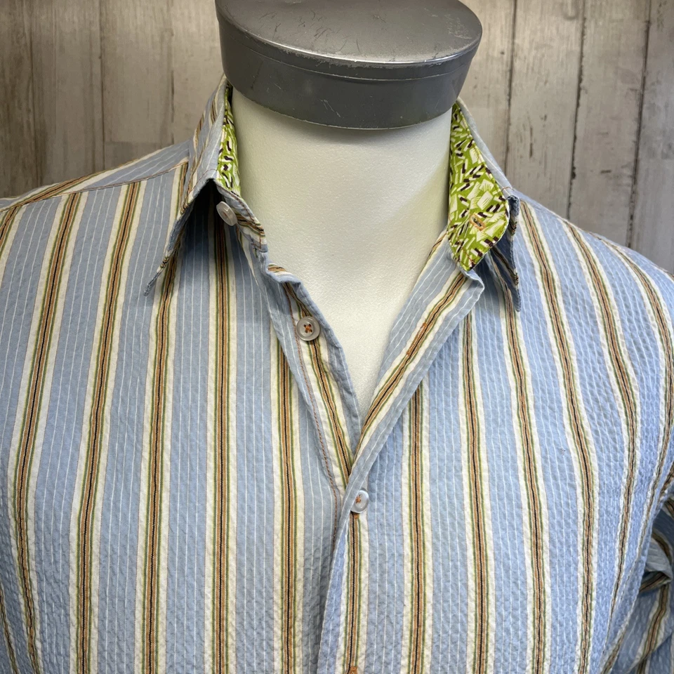 Georg Roth Of Los Angeles Men’s Shirt Button Up Striped Print Long Sleeve Size M - Image 3 of 4