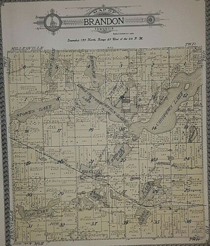 1904 Plat Map ~ BRANDON Twp., DOUGLAS Co., MINNESOTA - CHIPPEWA LAKE   - Picture 1 of 1