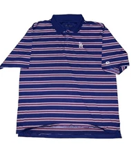 Los Angeles Dodgers Blue / Red Pinstriped LA Button Down Polo Shirt Size Mens XL