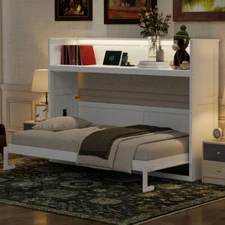 Twin XL Murphy Wall Bed with Built-In Charging Station and LED Cabinet Wall Beds