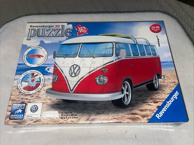 Ravensburger Puzzle 3D Volkswagen VW Bus Red T1 Surfer Edition 162 Pieces