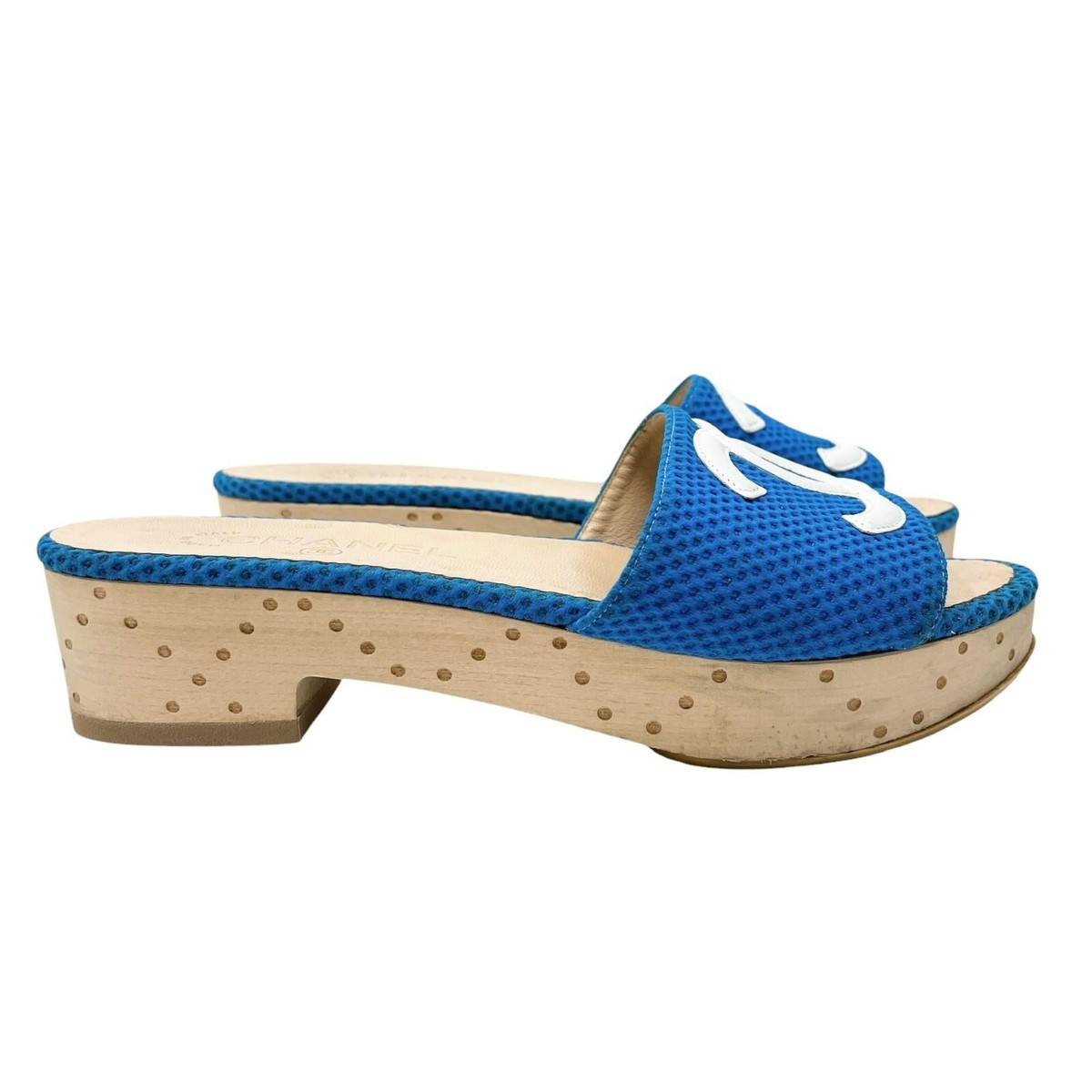 【優雅でシックなアイテム】CHANEL CCロゴ ミュール CHANEL Vintage CC Mark Logo Clear Thong Sandals #37 Red