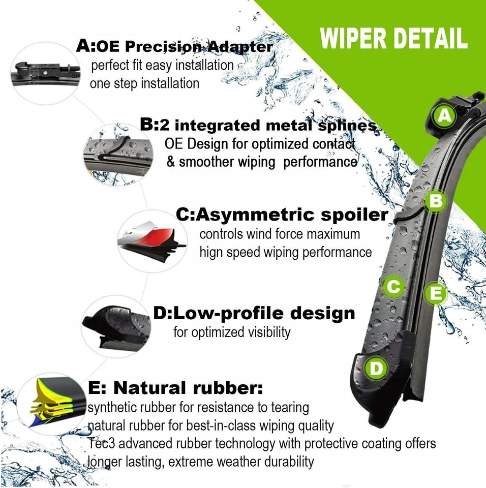 Set of 24"/21" OEM Front Windshield Wiper Blades For Chevrolet Traverse 2012-17 - Изображение 2 из 4