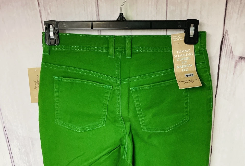 Jeans Charter Club feminino 6 barriga emagrecimento ajuste clássico perna estreita verde irlandês - Imagem 4 de 4