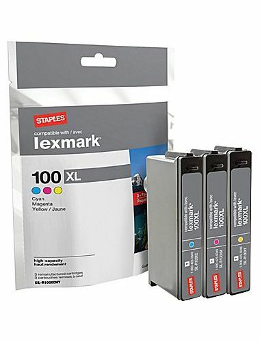 Staples Lexmark 100XL C/M/Y Color Ink Cartridges - 3 Pack (SIL-R100XCMY) - New - Picture 2 of 12