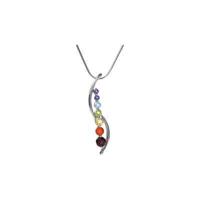 Kali Natural 7 Karat Tropfen Anhänger 925 Sterling Silber, Kette in 16/18/20 in