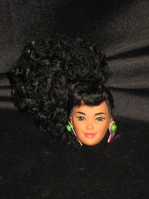 black barbie head curly hair