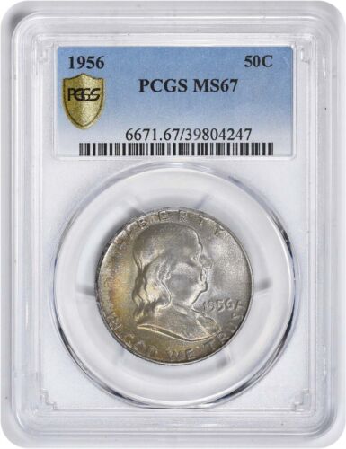 1956 Franklin Silver Half Dollar MS67 PCGS - Afbeelding 1 van 2