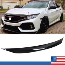 Gloss Black Front Bumper Hood Upper Trim Nose Cover For 2016-2021 Honda Civic Si