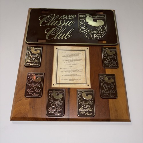 RARE Vintage 1982 Walt Disney World Golf Classic Member Plaque Award Invite