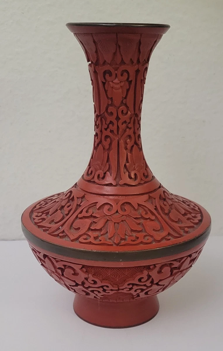 Cinnabar 若木 30cm Antique Chinese Cinnabar Hexagon Box Carved