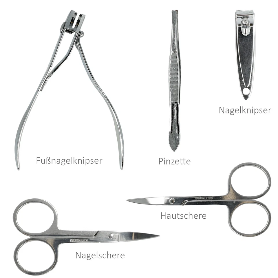 Nagelset Maniküre Pediküre Set 10 teilig Nagelschere Nagelzange Pinzette braun - Bild 4 von 4