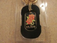 Key Chain U S Army Dog Tag with chain necklace Brass - NEW