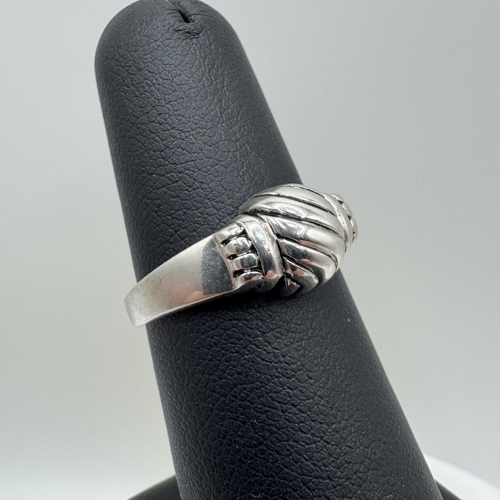 Sterling Silver Ring Dome Dimensional Design 925 … - image 2