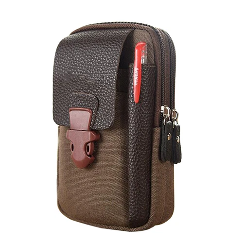 Canvas Men Waist Belt Bags Business Sports Casual Male Zip Mobile Phone Pouch - Picture 19 of 39