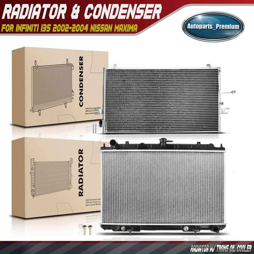 2x Radiator & AC Condenser Cooling Kit for Infiniti I35 2002-2004 ...