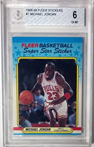Michael Jordan 1988-89 Fleer Stickers/Card #7- Beckett/BGS Graded 6 EX-MT