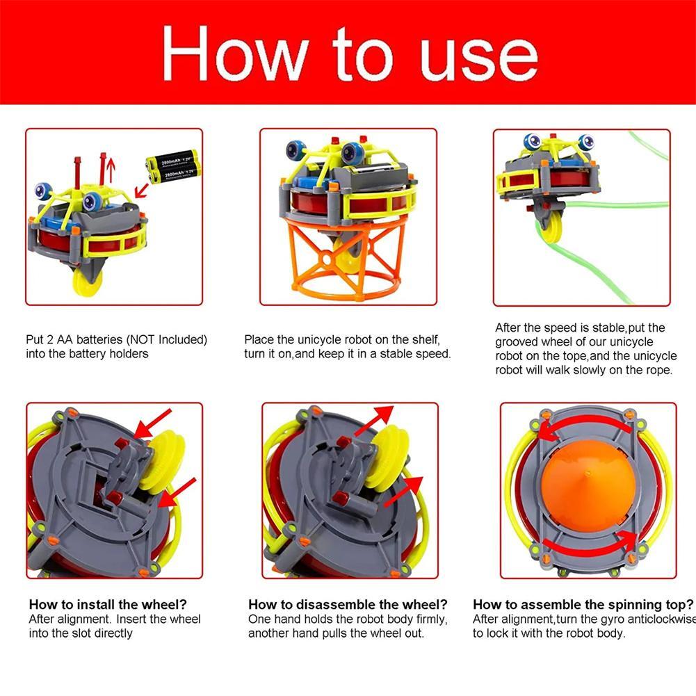 Wire Unicycle Tumbler Toy Luminous Gyroscope for Gift 6O9W eBay