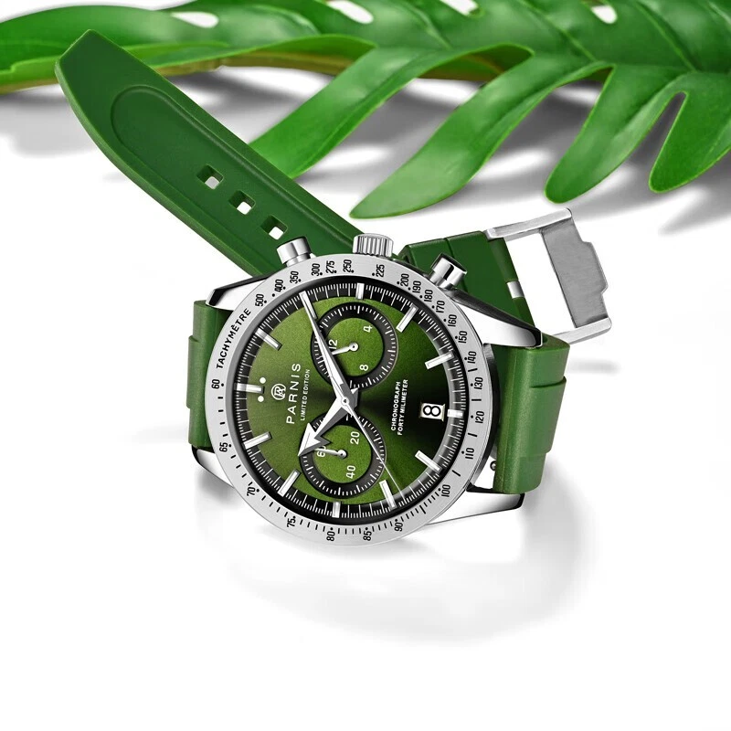 PARNIS Men Chronograph Watch 40mm Panda Luxury Pilot Quartz