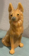 Vintage German Shepherd Wax Candle W/ Plastic Eyes Decorative Dog Gloss Finish