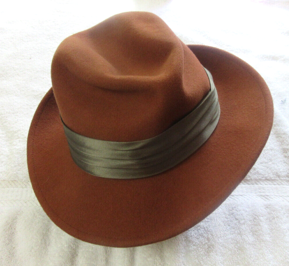 Stetson Adams Mens Large Brown Felt Fedora Hat with Olive Band - Made in USA