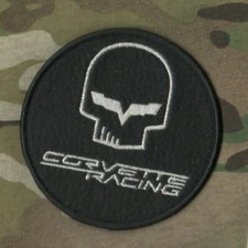 HEARTBEAT of AMERICA CORVETTE RACING Iron-on PATCH C-5 C-6 3.6" RACING SKULL