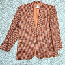Lucia Petites Plaid Wool Linen Silk Blend Vintage Skirt Suit Sz 4/6 Made In USA