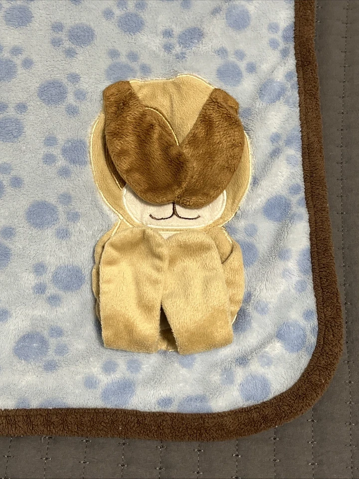 考拉宝宝蓝色棕色小狗毛毯爪打印3D安全Lovey羊毛 — 第 4/4 张图片