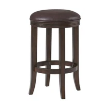 Natick Counter Height Stool, Distressed Walnut, Solid Rubberwood Frame, Linen...