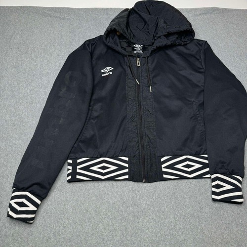 Umbro, Vintage Umbro Jacket Womens Size L Black White Full Zip Soccer Pockets 90s Retro