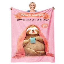 Mom Is Charging Sloth Throw Blanket 50x60 Inch Funny Gift Mothers Day Birthday