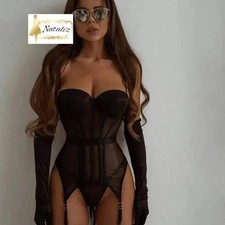 Women High Quality Comfortable Mesh Shapewear Separates Set with Leg Loops Teddy