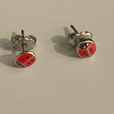 Adorable Sterling silver Red Ladybug Earrings